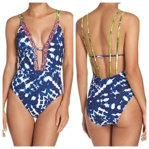 La Blanca V-Front Keyhole Halter Strappy One Piece